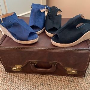 Blue and black wedges Women’s Size 7- Both pairs New